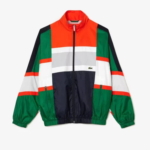 Lacoste Jacken & Mäntel>Colourblock-Trainings-Jacke Aus Material-Mix Grun / Weis Qiu