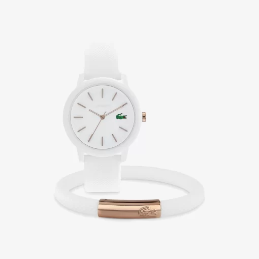 Lacoste Uhren>Damen Geschenkset Bestehend Aus Uhr Und Schmuckstuck Weis 000