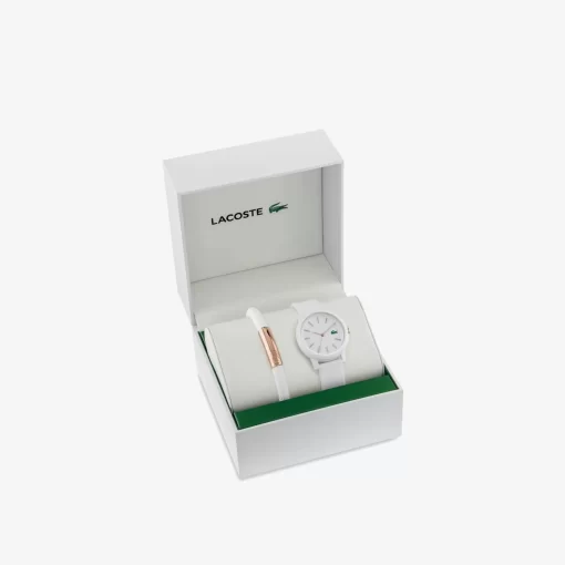 Lacoste Uhren>Damen Geschenkset Bestehend Aus Uhr Und Schmuckstuck Weis 000