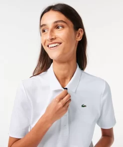 Lacoste Golf>Damen Golf-Poloshirt Aus Atmungsaktivem Stretch Sport Weis / Navy Blau 522