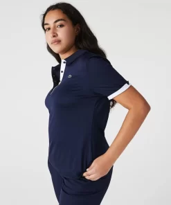 Lacoste Golf>Damen Golf-Poloshirt Aus Atmungsaktivem Stretch Sport Navy Blau / Weis 525