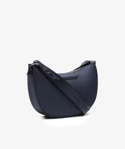 Lacoste Crossbody Taschen>Damen Halbmond-Tasche Mit Kontrast-Logo Bleu Nuit Blanc M05