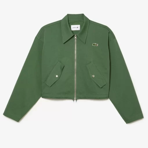 Lacoste Jacken & Mäntel>Damen Harrington-Jacke Aus Baumwolle Khaki Grun Kx5