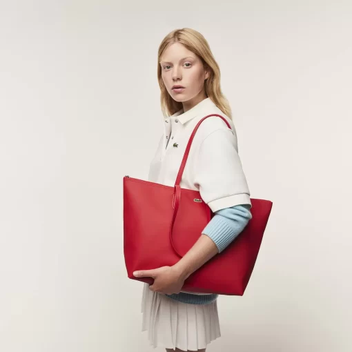 Lacoste Taschen>Damen L.12.12 Concept Tote Bag Mit Reisverschluss High Risk Red 883