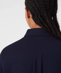 Lacoste Hemden & Tops>Damen Bluse Mit French-Kragen Aus Baumwoll-Pique Navy Blau 166