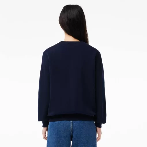 Lacoste Pullover>Damen Cardigan Aus Bio-Baumwolle Mit V-Ausschnitt Navy Blau 166