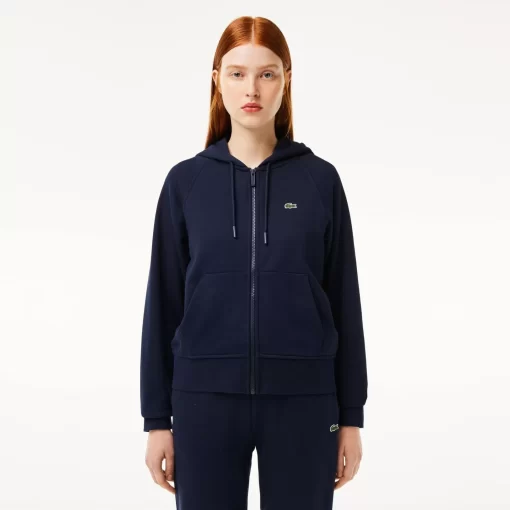 Lacoste Sweatshirts>Damen Jogger-Sweatshirt Mit Kapuze Aus Bio-Fleece Navy Blau 166