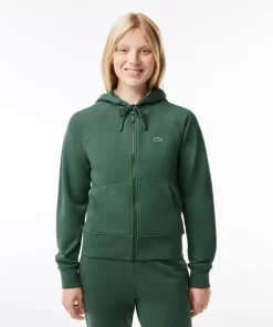 Lacoste Sweatshirts>Damen Jogger-Sweatshirt Mit Kapuze Aus Bio-Fleece Dunkelgrun Smi