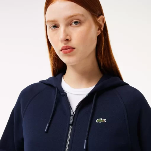 Lacoste Sweatshirts>Damen Jogger-Sweatshirt Mit Kapuze Aus Bio-Fleece Navy Blau 166