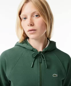 Lacoste Sweatshirts>Damen Jogger-Sweatshirt Mit Kapuze Aus Bio-Fleece Dunkelgrun Smi