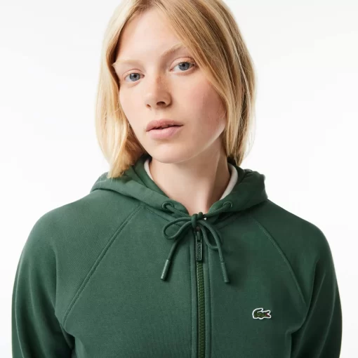 Lacoste Sweatshirts>Damen Jogger-Sweatshirt Mit Kapuze Aus Bio-Fleece Dunkelgrun Smi