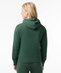 Lacoste Sweatshirts>Damen Jogger-Sweatshirt Mit Kapuze Aus Bio-Fleece Dunkelgrun Smi