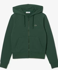 Lacoste Sweatshirts>Damen Jogger-Sweatshirt Mit Kapuze Aus Bio-Fleece Dunkelgrun Smi