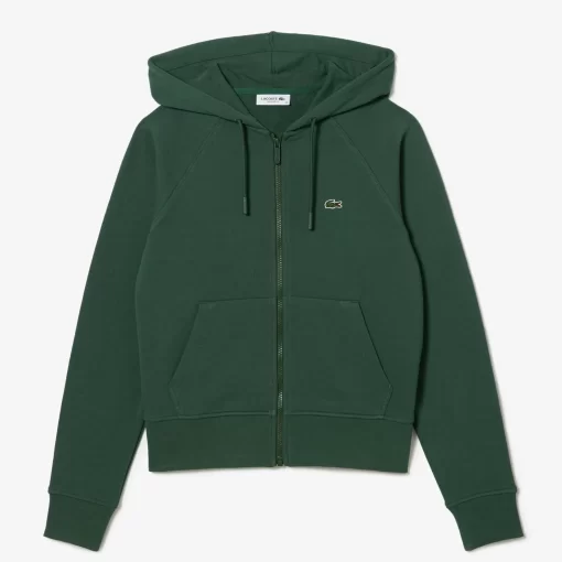 Lacoste Sweatshirts>Damen Jogger-Sweatshirt Mit Kapuze Aus Bio-Fleece Dunkelgrun Smi