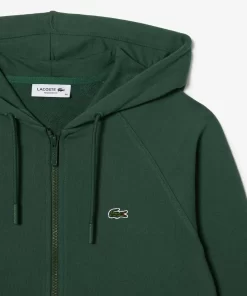 Lacoste Sweatshirts>Damen Jogger-Sweatshirt Mit Kapuze Aus Bio-Fleece Dunkelgrun Smi