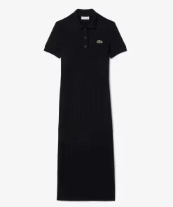 Lacoste Kleider & Röcke>Damen Midi-Kleid Im Polo-Style Schwarz 031