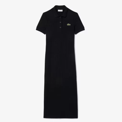 Lacoste Kleider & Röcke>Damen Midi-Kleid Im Polo-Style Schwarz 031