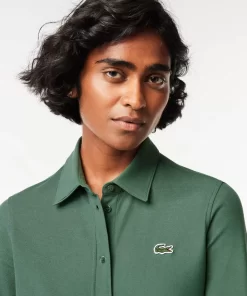 Lacoste Kleider & Röcke>Damen Polokleid Aus Baumwoll-Pique Dunkelgrun Smi