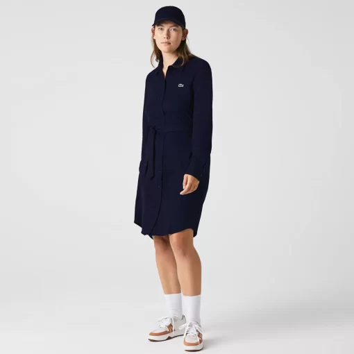 Lacoste Kleider & Röcke>Damen Polokleid Aus Baumwoll-Pique Navy Blau 166