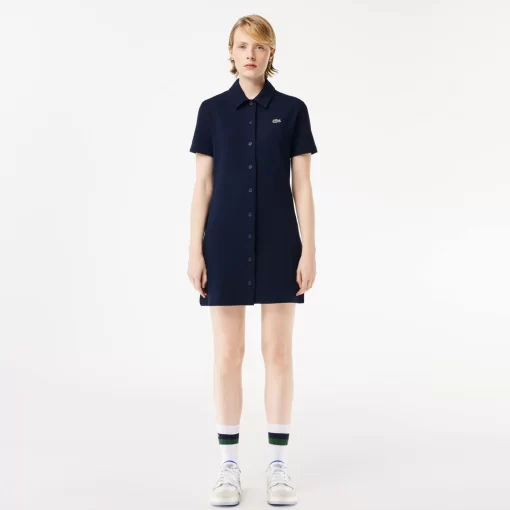 Lacoste Kleider & Röcke>Damen Polokleid Aus Bio-Baumwolle Navy Blau 166