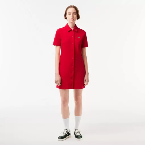 Lacoste Kleider & Röcke>Damen Polokleid Aus Bio-Baumwolle Rot 240