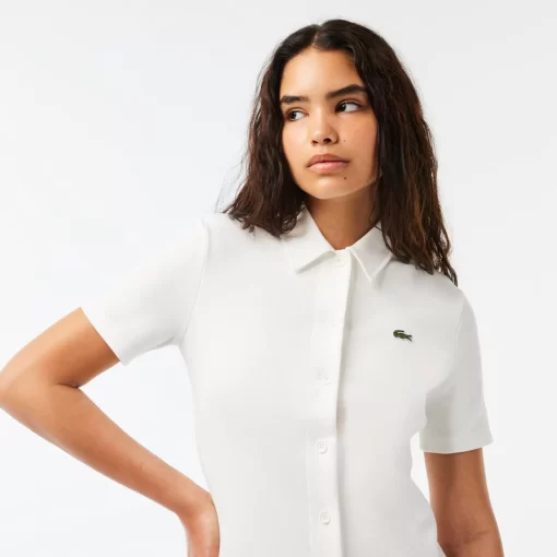 Lacoste Kleider & Röcke>Damen Polokleid Aus Bio-Baumwolle Weis 70V