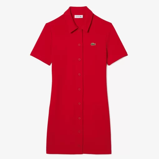 Lacoste Kleider & Röcke>Damen Polokleid Aus Bio-Baumwolle Rot 240