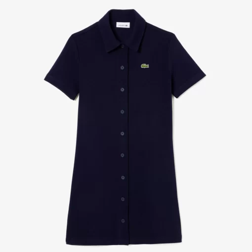 Lacoste Kleider & Röcke>Damen Polokleid Aus Bio-Baumwolle Navy Blau 166