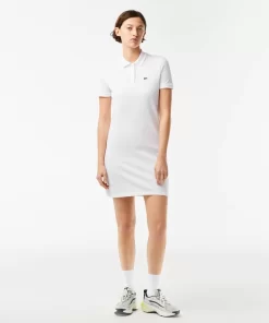 Lacoste Kleider & Röcke>Damen Polokleid Aus Pique Mit Strick-Details Weis 001