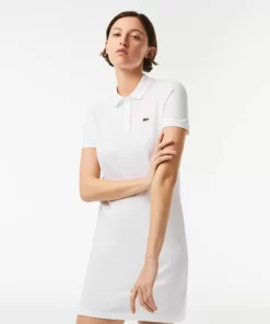 Lacoste Kleider & Röcke>Damen Polokleid Aus Pique Mit Strick-Details Weis 001