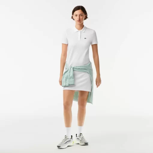 Lacoste Kleider & Röcke>Damen Polokleid Aus Pique Mit Strick-Details Weis 001