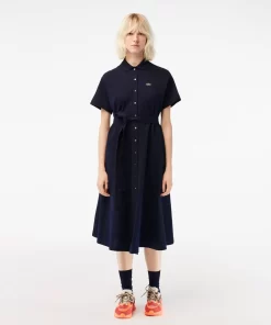 Lacoste Kleider & Röcke>Damen Polokleid Mit Gurt Navy Blau 166