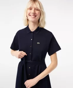 Lacoste Kleider & Röcke>Damen Polokleid Mit Gurt Navy Blau 166