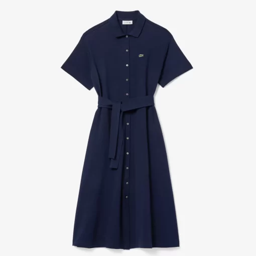 Lacoste Kleider & Röcke>Damen Polokleid Mit Gurt Navy Blau 166