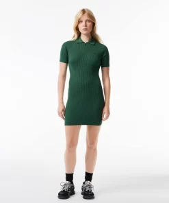 Lacoste Kleider & Röcke>Damen Polokleid Mit Strick-Details Dunkelgrun Smi