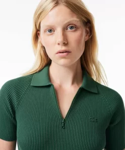 Lacoste Kleider & Röcke>Damen Polokleid Mit Strick-Details Dunkelgrun Smi