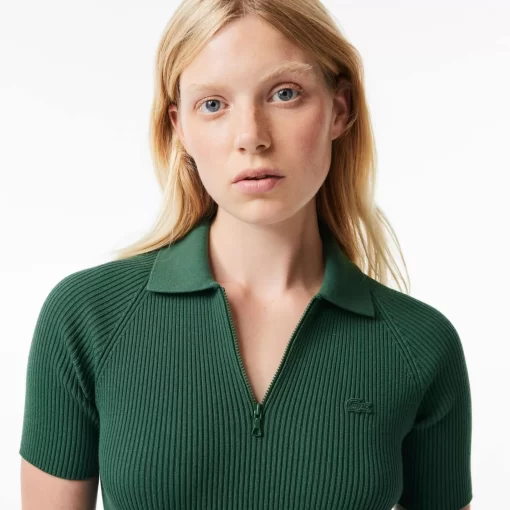 Lacoste Kleider & Röcke>Damen Polokleid Mit Strick-Details Dunkelgrun Smi