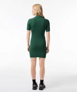 Lacoste Kleider & Röcke>Damen Polokleid Mit Strick-Details Dunkelgrun Smi