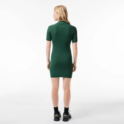 Lacoste Kleider & Röcke>Damen Polokleid Mit Strick-Details Dunkelgrun Smi