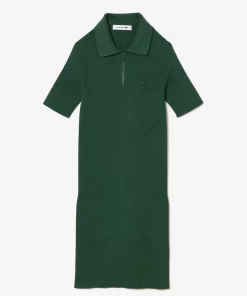 Lacoste Kleider & Röcke>Damen Polokleid Mit Strick-Details Dunkelgrun Smi