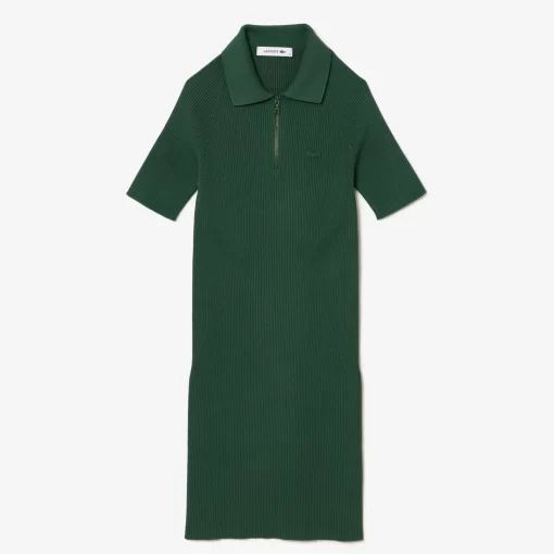 Lacoste Kleider & Röcke>Damen Polokleid Mit Strick-Details Dunkelgrun Smi