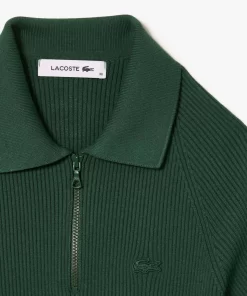 Lacoste Kleider & Röcke>Damen Polokleid Mit Strick-Details Dunkelgrun Smi