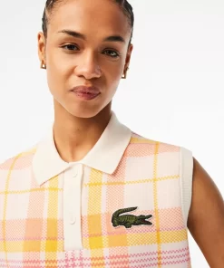 Lacoste Poloshirts>Damen Poloshirt Aus Karierter Bio-Baumwolle Weis / Gelb / Hell Orange / Rosa Dll