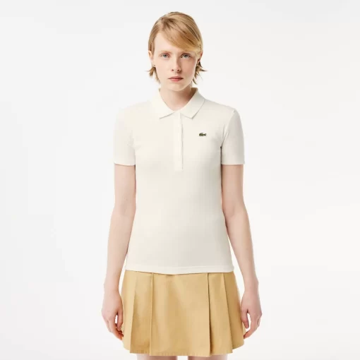 Lacoste Poloshirts>Damen Poloshirt In Slim Fit Aus Bio-Baumwolle Weis 70V