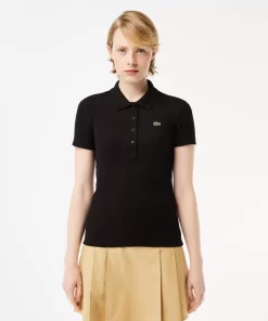 Lacoste Poloshirts>Damen Poloshirt In Slim Fit Aus Bio-Baumwolle Schwarz 031