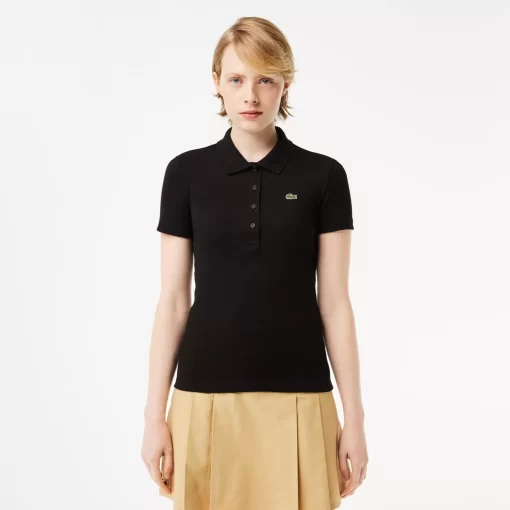 Lacoste Poloshirts>Damen Poloshirt In Slim Fit Aus Bio-Baumwolle Schwarz 031