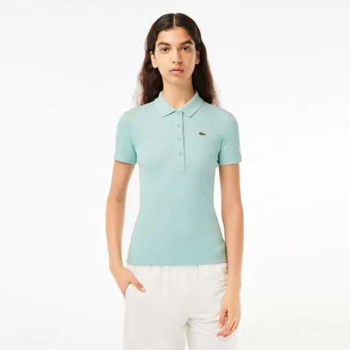 Lacoste Poloshirts>Damen Poloshirt In Slim Fit Aus Bio-Baumwolle Pastille Minzgrun Lgf