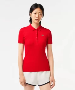 Lacoste Poloshirts>Damen Poloshirt In Slim Fit Aus Bio-Baumwolle Rot 240