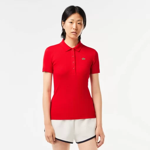 Lacoste Poloshirts>Damen Poloshirt In Slim Fit Aus Bio-Baumwolle Rot 240