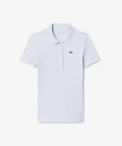 Lacoste Poloshirts>Damen Poloshirt In Slim Fit Aus Bio-Baumwolle Hellblau J2G